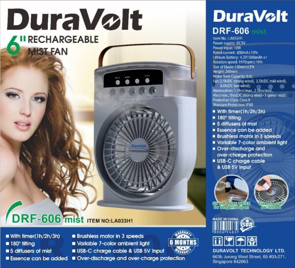 Duravolt 7 inches rechargeable fan